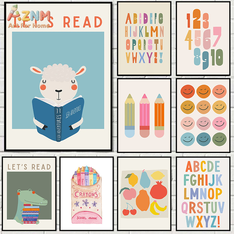 Kids Educational - Alphabet Numbers & More - AZNM Alphabet Number Learning Canvas Wall