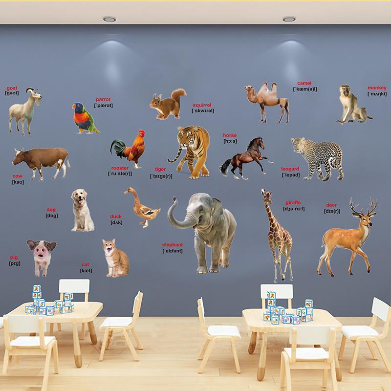 2Pcs Realistic Animal World Ed - đánh giá và giá Kids Education Wallpaper