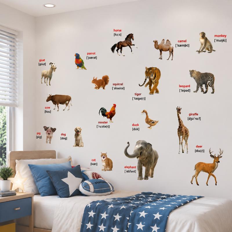 2Pcs Realistic Animal World Ed - đánh giá và giá Kids Education Wallpaper