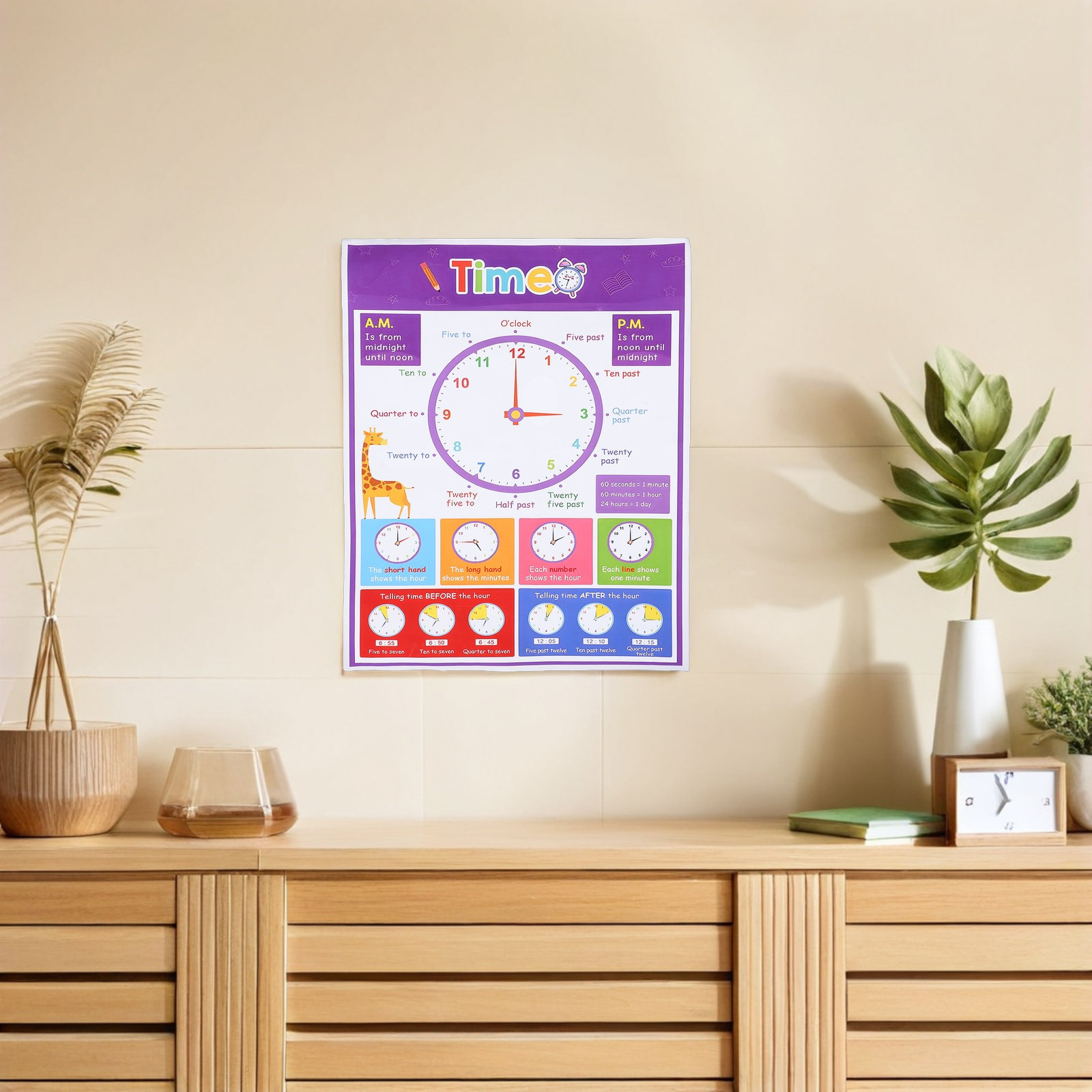 Time Teaching Poster for Kids  - đánh giá và giá Kids Education Wallpaper