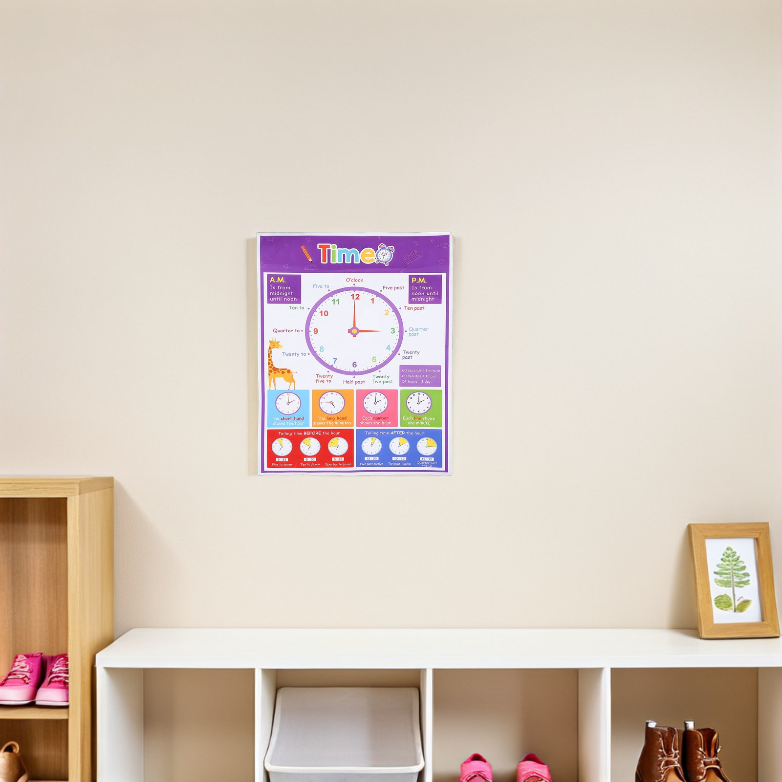 Time Teaching Poster for Kids  - đánh giá và giá Kids Education Wallpaper