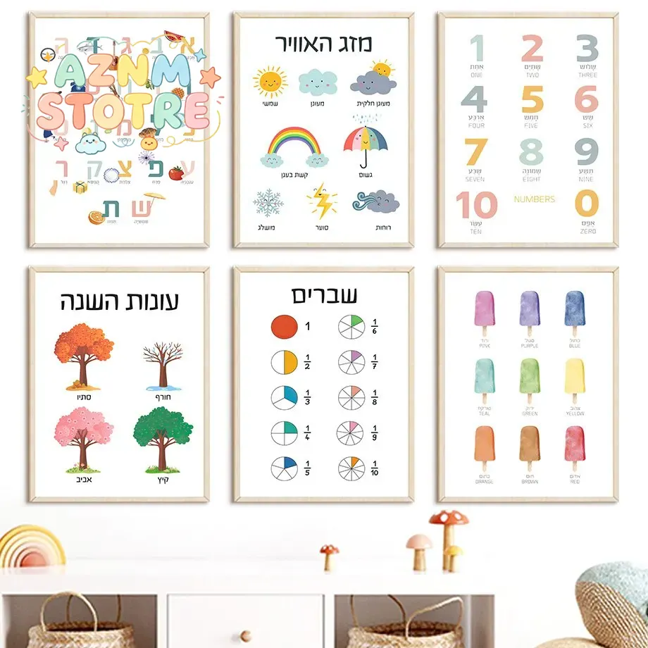 (2D canvas painting)  Hebrew A - đánh giá và giá Kids Educational - Alphabet Numbers & More