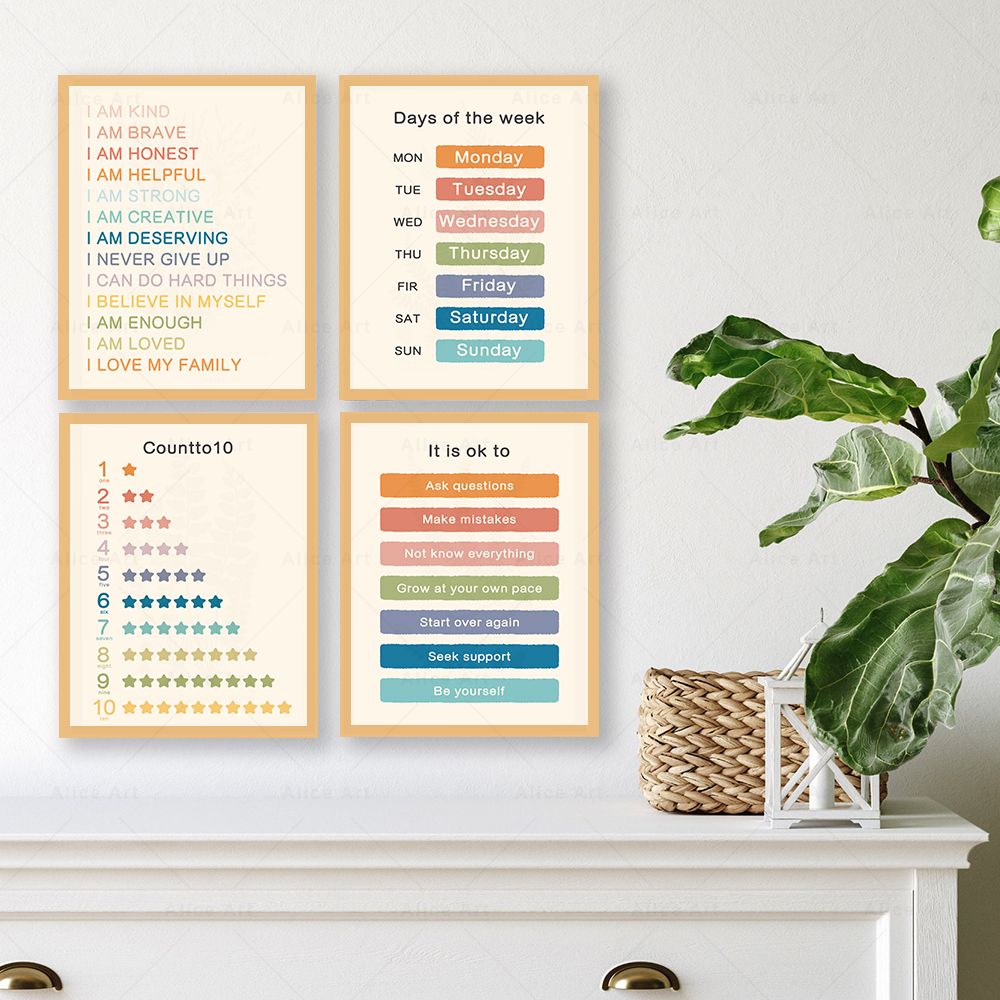 Boho Wall Art Number Alphabet  - đánh giá và giá Kids Educational - Alphabet Numbers & More